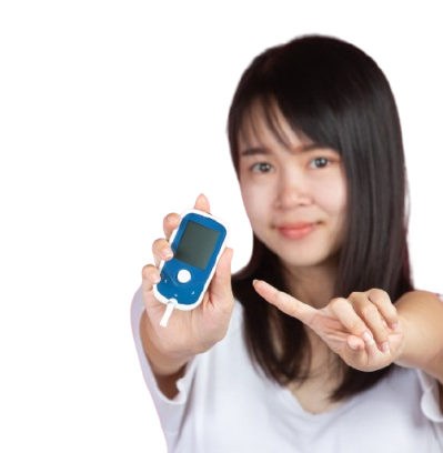 Woman with glucose meter